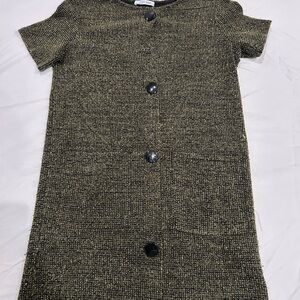 Zara Textured Tweed Top with Black Accent